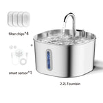 ZYFeeder 2.2L Automatic Cat Water Fountain Square Stainless Steel Pet Water Feeder Dog Water Fountain with window（No 5V 1A Plug）